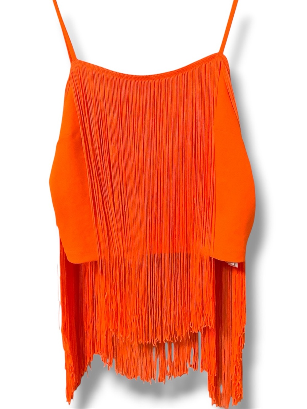 Woman’s TOPSHOP Orange Fringe Spaghetti-Strap Crop Top🧡